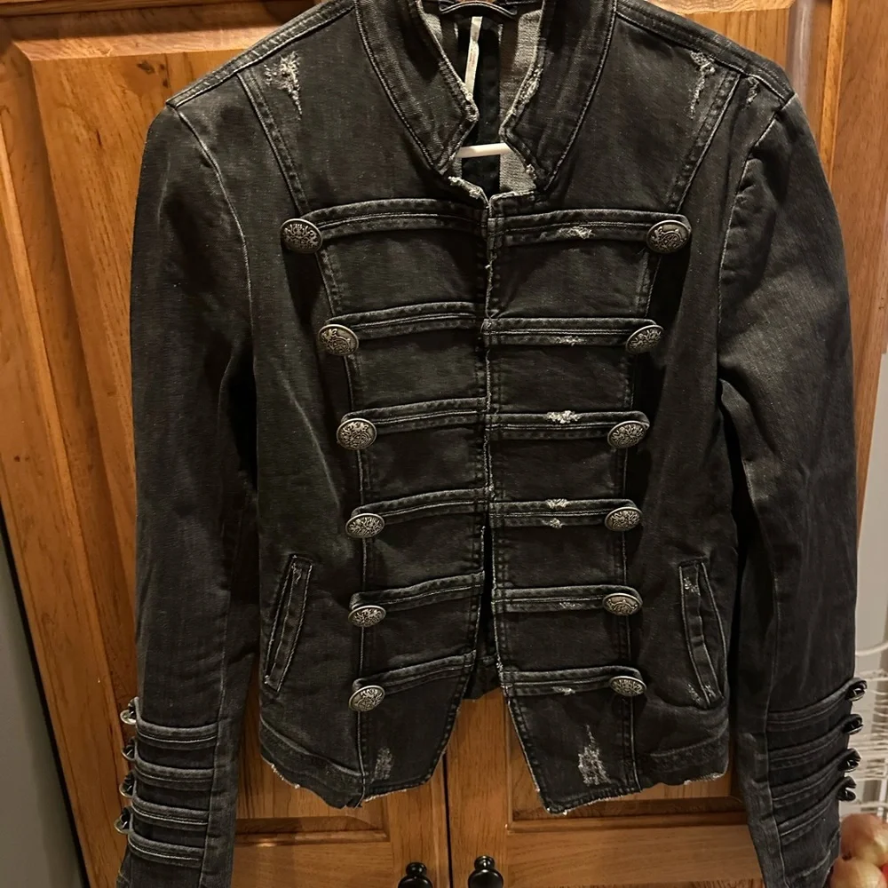 Free People Black Military Style Jacket- women’s size small - Picture 1 of 3